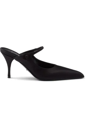 Prada 75mm pointed satin mules