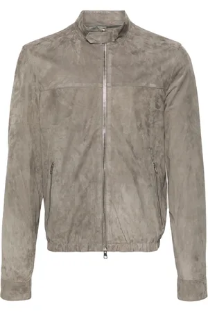 LOW BRAND Zip-up suede bomber jacket