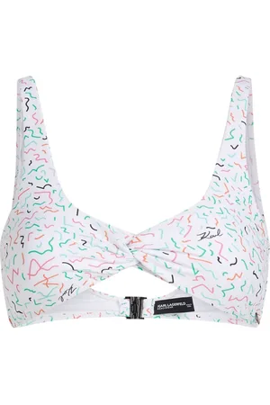 Karl Lagerfeld Geometric-print twist-front bikini top