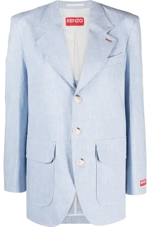 Kenzo Logo-patch buttoned linen blazer