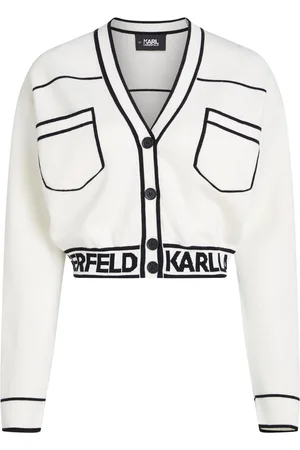 Karl Lagerfeld Logo-intarsia cropped cardigan