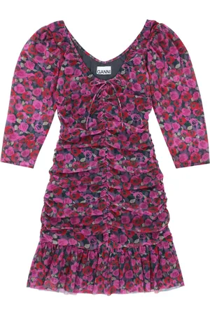 Ganni Ruched mesh minidress