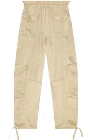 Ganni Elasticated-waist satin trousers