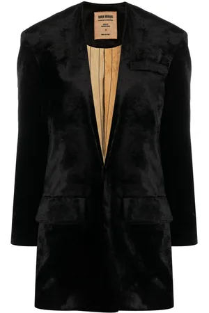 UMA WANG Collarless velvet-effect coat