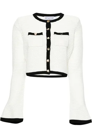 Self-Portrait Pointelle-knit cropped cardigan