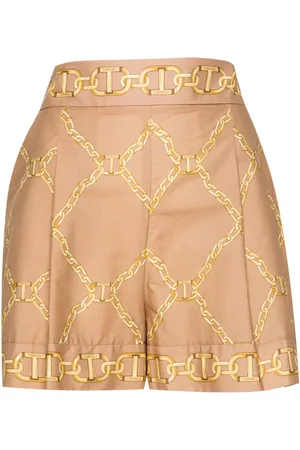 Twin-Set Chain-link print tailored shorts