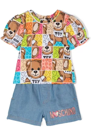 Moschino Kids Teddy Bear-print track shorts - Red