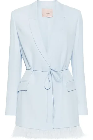Twin-Set Feather-trim satin blazer