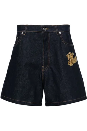 OFF-WHITE Logo-patch cotton denim shorts