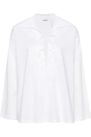 BODE Bonnie lace-up cotton shirt