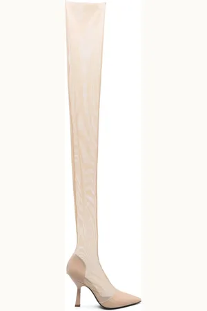 Patrizia Pepe 100mm above-knee tulle boots
