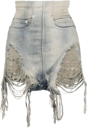 Rick Owens High-waisted ripped denim shorts