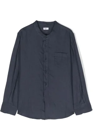 Il gufo Band collar linen shirt