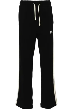 Palm Angels Monogram-embroidered piqué-weave trousers