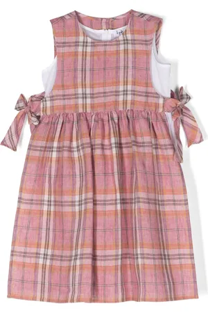 Il gufo Plaid-check linen dress
