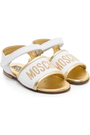 Moschino Kids heart-appliqué leather sandals - White