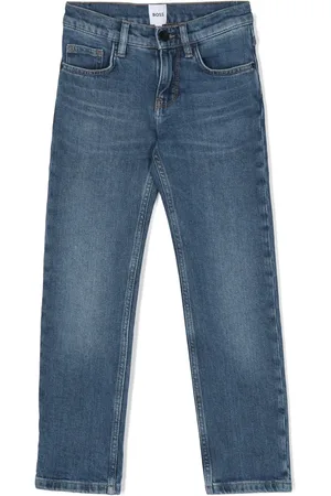 HUGO BOSS Logo-embossed straight-leg jeans