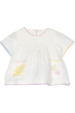 Stella McCartney Embroidered chambray flared blouse