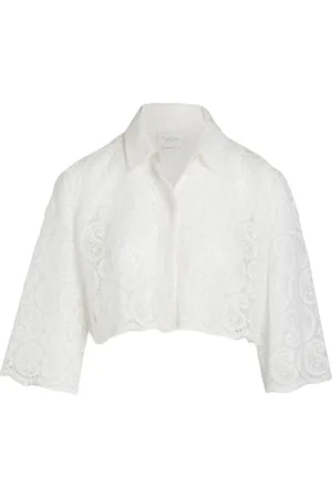 Giambattista Valli Jardin du Cap-embroidery cotton top - White