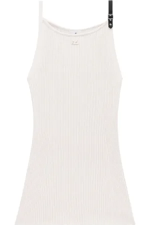 Courrèges Buckle-strap ribbed-knit dress