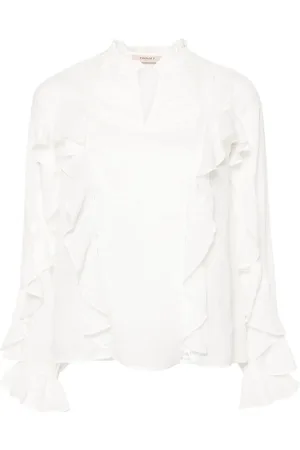 Twin-Set Lace-detailing ruffled blouse