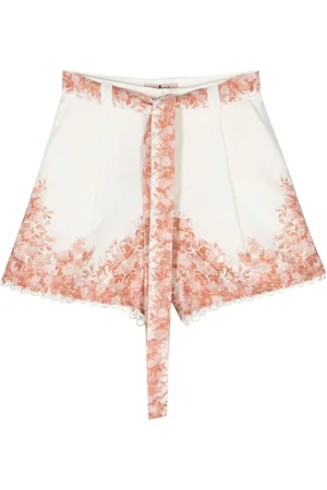 Twin-Set Floral-print linen shorts