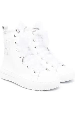 MONNALISA Logo-patch leather sneakers