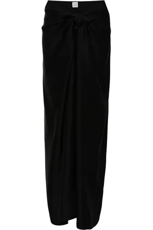 Totême Knot-detail satin midi skirt