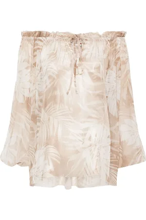 Ermanno Firenze Leaf-print georgette blouse