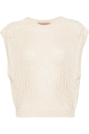 Twin-Set Sequined open-knit top
