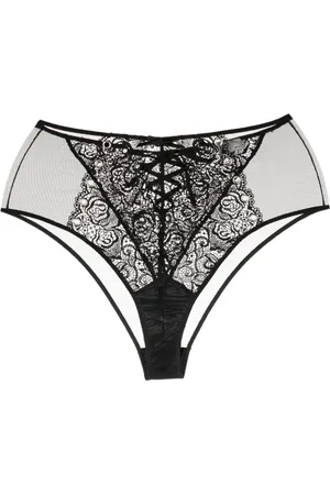FLEUR DU MAL Eyelet-embellished lace-up panty