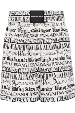 Alexander Wang Crystal Logo Cotton Boxer Shorts - Women's - Cotton