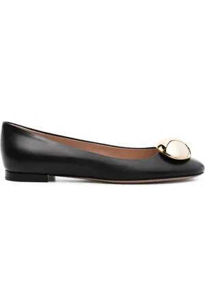 Gianvito Rossi Round-toe leather ballerina shoes