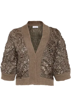 BRUNELLO CUCINELLI Sequin-embellished open-knit cashmere and silk