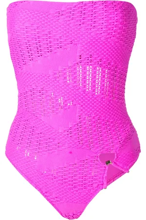 AMIR SLAMA Open-knit bandeau one-piece