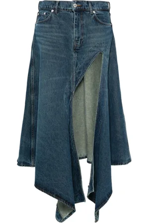 Y / PROJECT Cut-out midi denim skirt