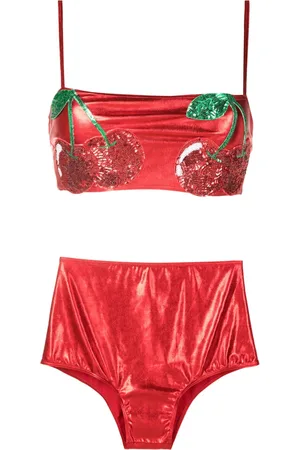 Brigitte Sequin-embellished metallic bikini