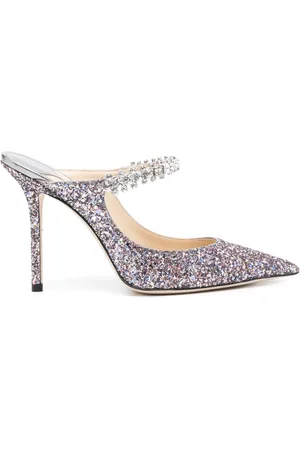 Jimmy Choo Bing 100mm glitter mules