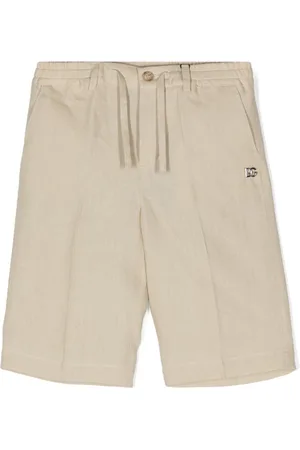 Dolce & Gabbana Logo-appliqué linen bermuda shorts
