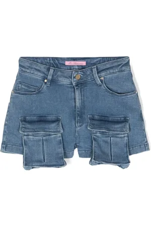 MISS BLUMARINE Mid-rise denim cargo shorts