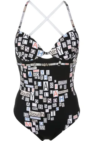 AMIR SLAMA Text-print swimsuit