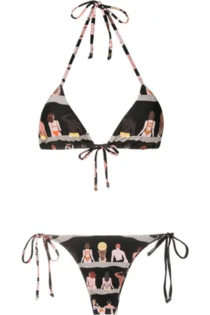 AMIR SLAMA Graphic-print halterneck two-piece bikini