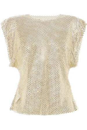 Serafini Rhinestone sheer sleeveless blouse