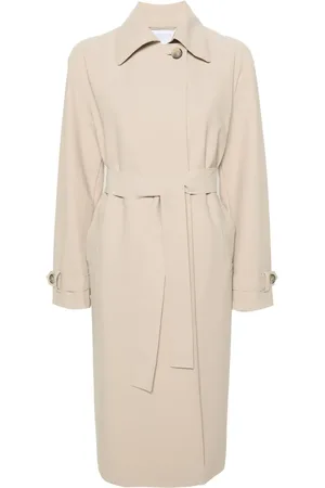 Harris Wharf London Spread-collar belted trench coat