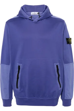 Stone Island Compass-embroidered hooded cardigan - Purple