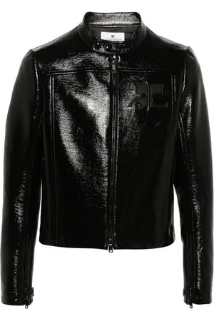 Courrèges Logo-appliqué high-shine jacket