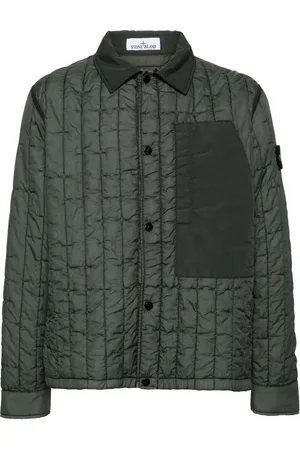 Stone Island Press-stud quilted shirt jacket