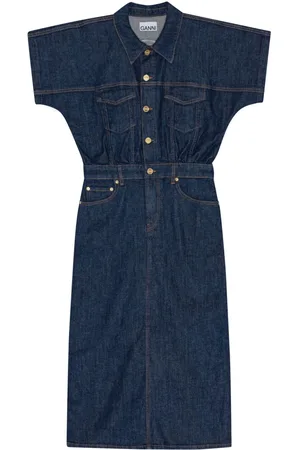 Ganni Rose denim midi dress