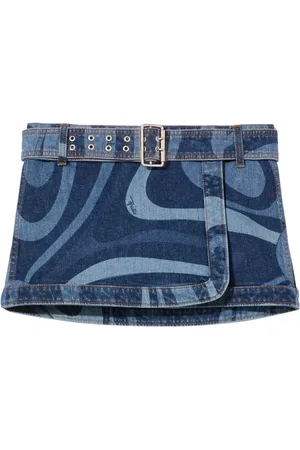 Puccini Marmo-print denim miniskirt