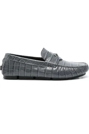 VERSACE Medusa croc-effect leather loafers